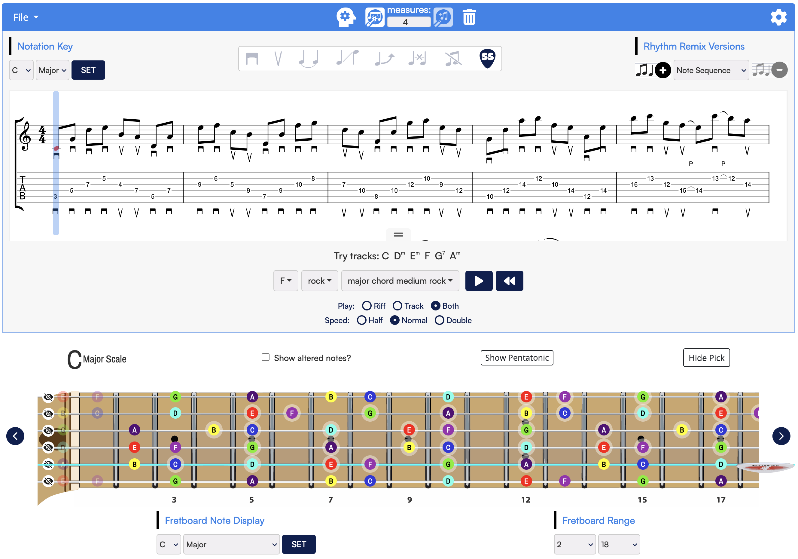 Online Guitar Scales Fretboard Application - Scale Mate - UI Screenshot