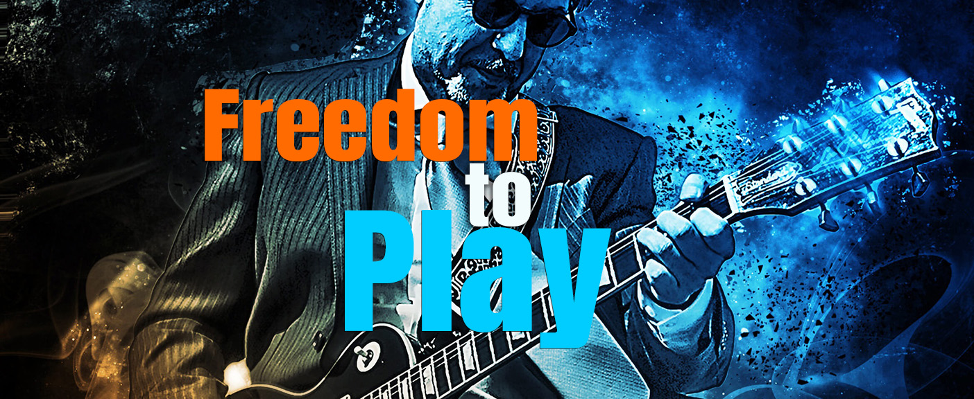 Image of guitarist set free to play what he feels.