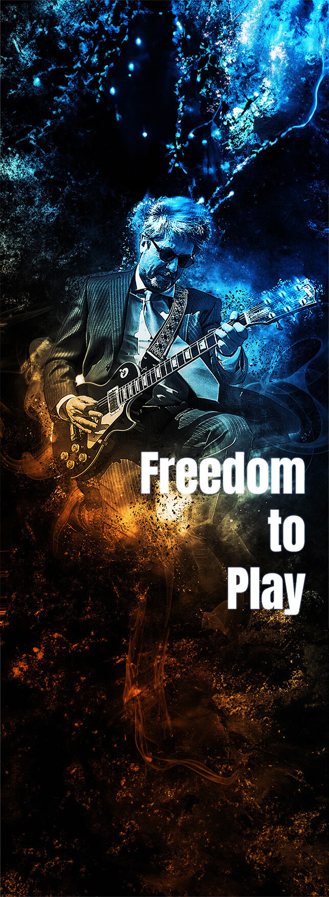 Image of guitarist set free to play what he feels.